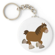 Cute Trotting Cartoon Shire Horse Keychain