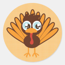 Cute Turkey Round Sticker