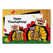Cute Turkey Thanksgiving Card