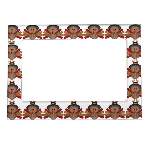 Cute Turkey Thanksgiving (customizable) Magnetic Picture Frame | Zazzle