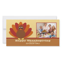 Cute Turkey Thanksgiving Family Photo Card