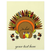Cute Turkey Thanksgiving Flyer Choose Background 