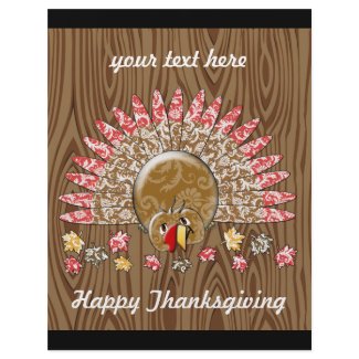 Cute Turkey Thanksgiving Flyer Wood Grain flyer