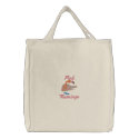 Cute Turning Head Flamingo Pink Flamingo Text embroidered bags by silly_strings Cute Turning Head Flamingo Pink Flamingo Text embroidered bags