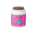 Cute turquoise owl pink hearts candy dishes