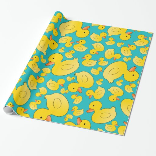 Cute turquoise rubber ducks wrapping paper Zazzle