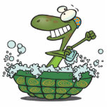 cute turtle bathing in his shell tub scrub a dub photo sculptures
