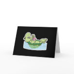 cute turtle drinking milkshake greeting card