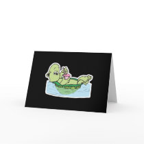 cute turtle drinking milkshake greeting card