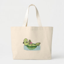 cute turtle drinking milkshake tote bags