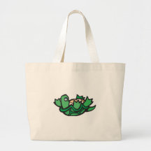 cute turtle on back canvas bags