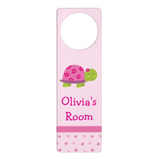 Cute Turtle Personalized Door Hanger Girls Zazzle