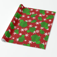 Cute turtle red snowflakes wrapping paper