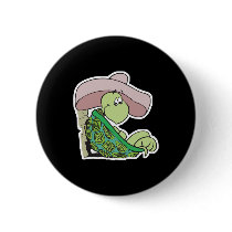 cute turtle wearing sombrero button