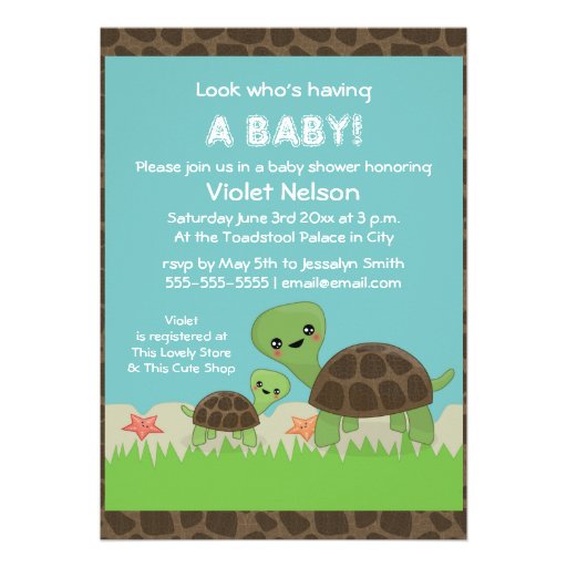 Cute Turtles Baby Shower Invitation