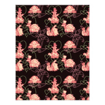 Cute Turtles Black and Pink Pattern Custom Announcements