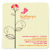 Cute Tweet Bird Hot Pink Baby Shower Invite