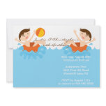 CUTE Twin Boys Pool Party Birthday Invitation