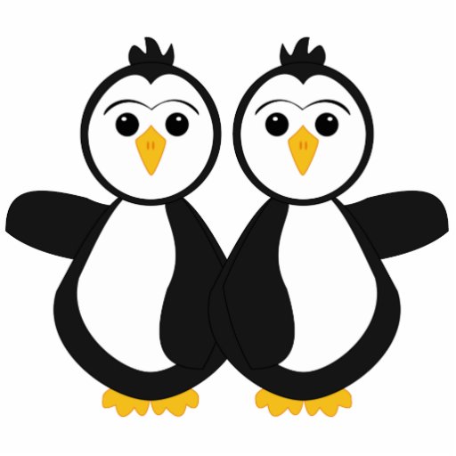 Cute Twin Penguins Photo Cutout