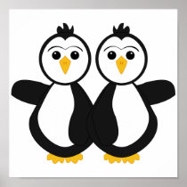 Cute Twin Penguins Print