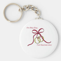 Cute, "Two become one" wedding design Keychain