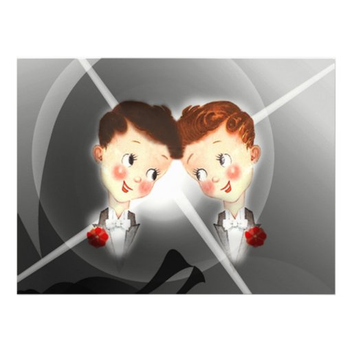 Cute Two Grooms Gay Wedding Invitation
