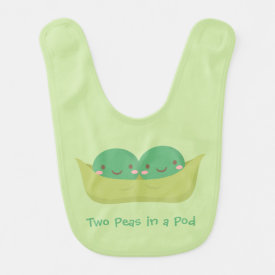 Cute Two Peas in a Pod For Baby Twins Bib