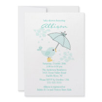 Cute Umbrella & Blue Bird Boy Baby Shower Personalized Invitations