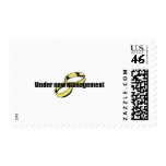 Cute "Under New Management" Wedding design Postage