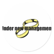 Cute "Under New Management" Wedding design stickers by Eholidayz Cute "Under New Management" Wedding design stickers