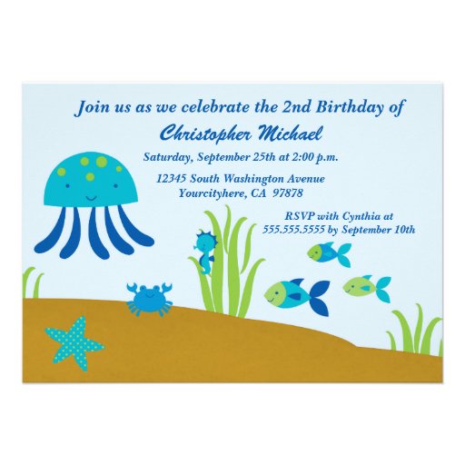 Cute under the sea boy's birthday party invitation