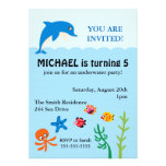 Cute Under the Sea Dolphin Birthday Party Invite