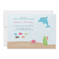 Cute under the Sea girls birthday party invitation