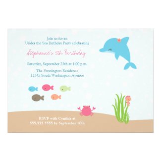 Cute under the Sea girls birthday party invitation