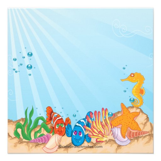 Cute Under The Sea Mermaid Birthday Invitation