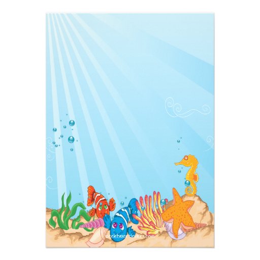 Cute Under The Sea Mermaid Birthday Invitation