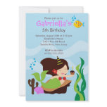 Cute Under the Sea Mermaid Birthday Party Custom Invitations