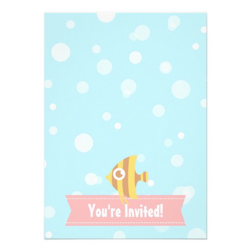 Cute Underwater Animals Birthday Party Custom Invitation