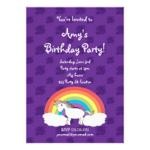 Cute unicorn birthday invitation