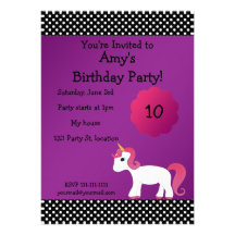 Cute unicorn birthday invitation