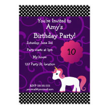 Cute unicorn birthday invitation