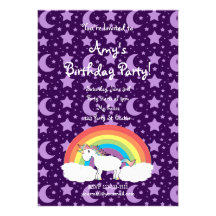 Cute unicorn birthday invitation