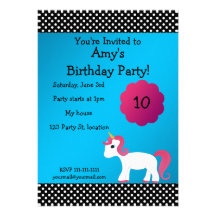 Cute unicorn birthday invitation