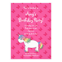 Cute unicorn birthday invitation