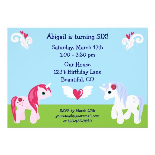 Cute Unicorn Birthday Invitation