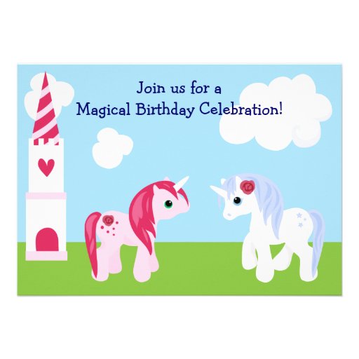 Cute Unicorn Birthday Invitation