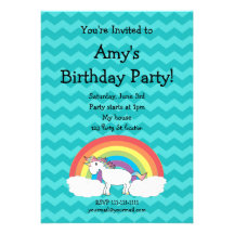 Cute unicorn birthday invitation