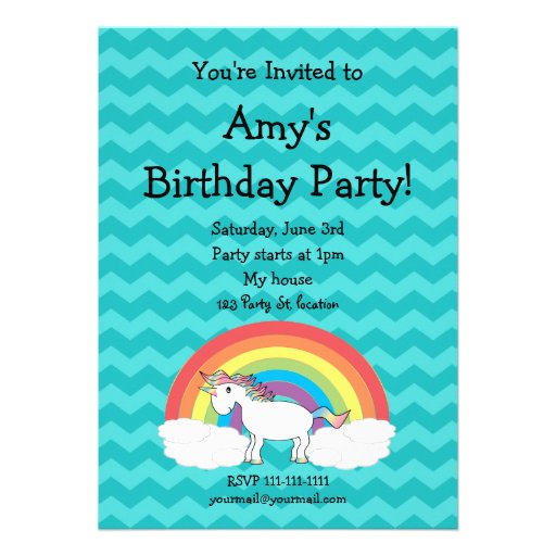 Cute unicorn birthday invitation