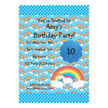 Cute unicorn birthday invitation