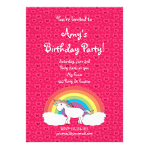 Cute unicorn birthday invitation
